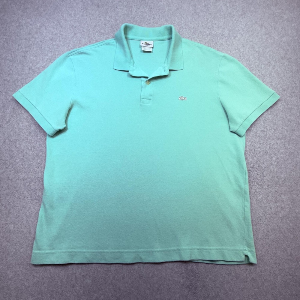 Lacoste Polo Shirt Mens XL 6 Mint Green Regular Fit Pique Cotton Croc Logo